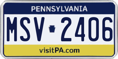 PA license plate MSV2406