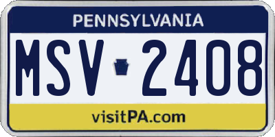 PA license plate MSV2408