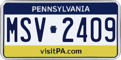 PA license plate MSV2409