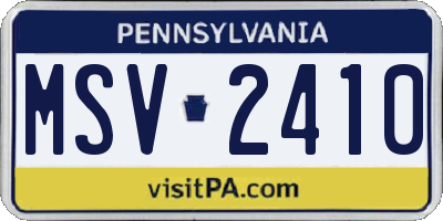 PA license plate MSV2410