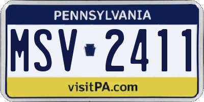 PA license plate MSV2411