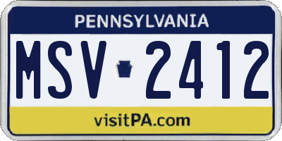 PA license plate MSV2412