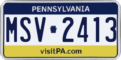 PA license plate MSV2413