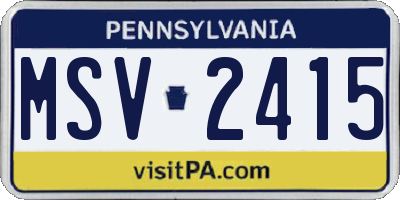 PA license plate MSV2415