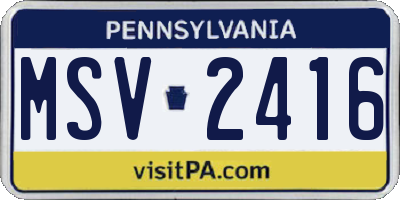 PA license plate MSV2416