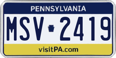 PA license plate MSV2419