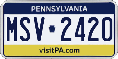 PA license plate MSV2420