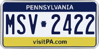 PA license plate MSV2422