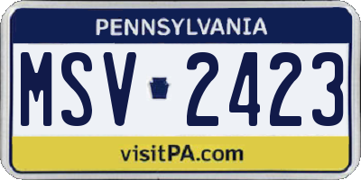 PA license plate MSV2423