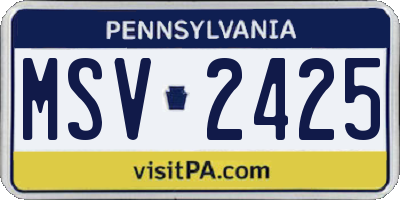 PA license plate MSV2425