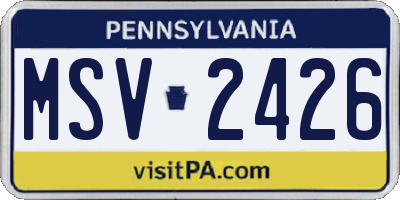 PA license plate MSV2426