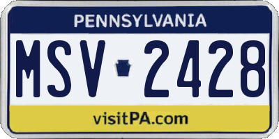 PA license plate MSV2428