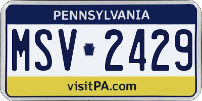 PA license plate MSV2429