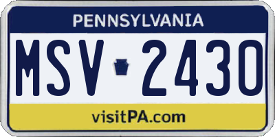 PA license plate MSV2430