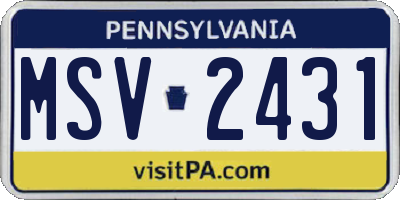 PA license plate MSV2431