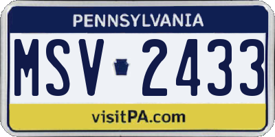 PA license plate MSV2433