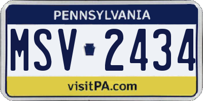 PA license plate MSV2434