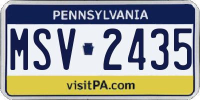 PA license plate MSV2435