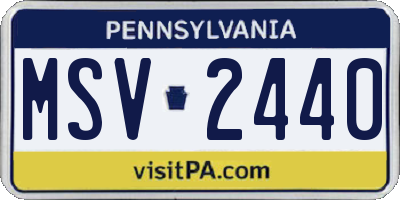 PA license plate MSV2440