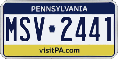 PA license plate MSV2441