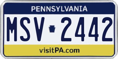 PA license plate MSV2442