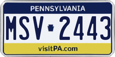 PA license plate MSV2443