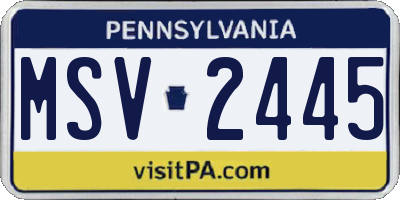 PA license plate MSV2445