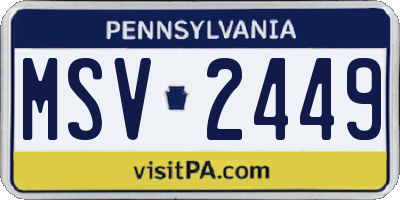 PA license plate MSV2449