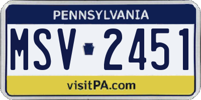 PA license plate MSV2451