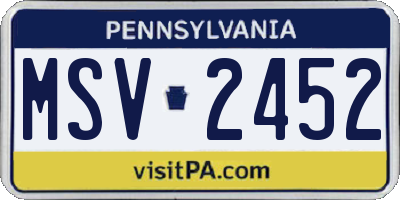 PA license plate MSV2452