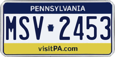PA license plate MSV2453
