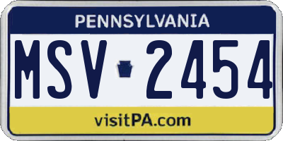 PA license plate MSV2454