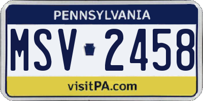 PA license plate MSV2458