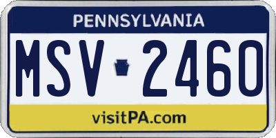 PA license plate MSV2460