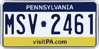 PA license plate MSV2461