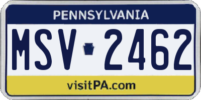 PA license plate MSV2462