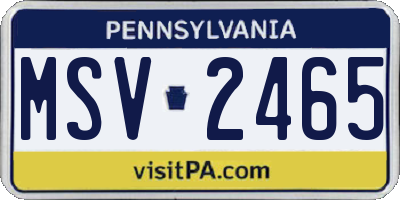 PA license plate MSV2465