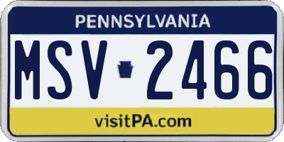 PA license plate MSV2466