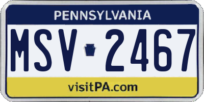 PA license plate MSV2467