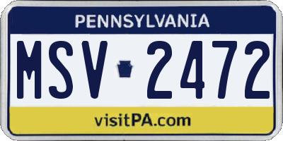 PA license plate MSV2472