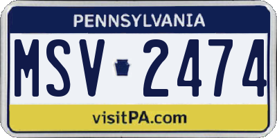 PA license plate MSV2474