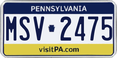 PA license plate MSV2475