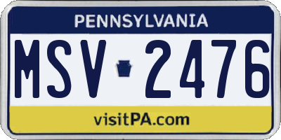 PA license plate MSV2476
