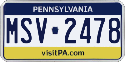 PA license plate MSV2478