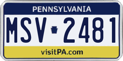 PA license plate MSV2481