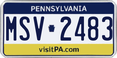 PA license plate MSV2483