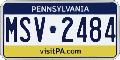 PA license plate MSV2484