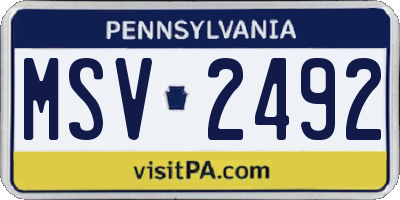 PA license plate MSV2492