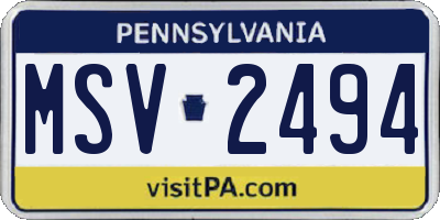 PA license plate MSV2494