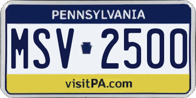 PA license plate MSV2500